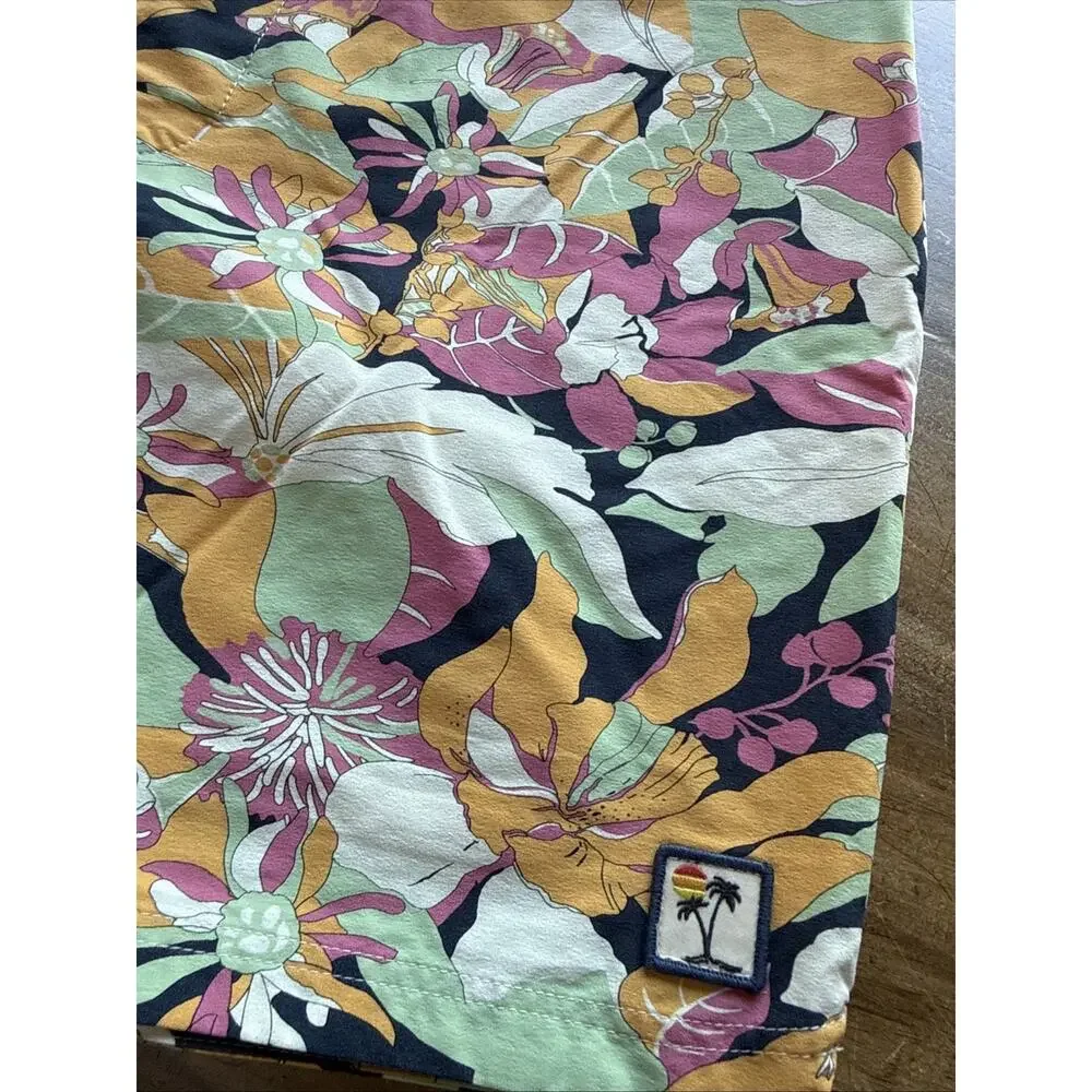 Marine Layer Coronado Board Shorts Men’s 32 6” Floral Pink Yellow Swim Resort